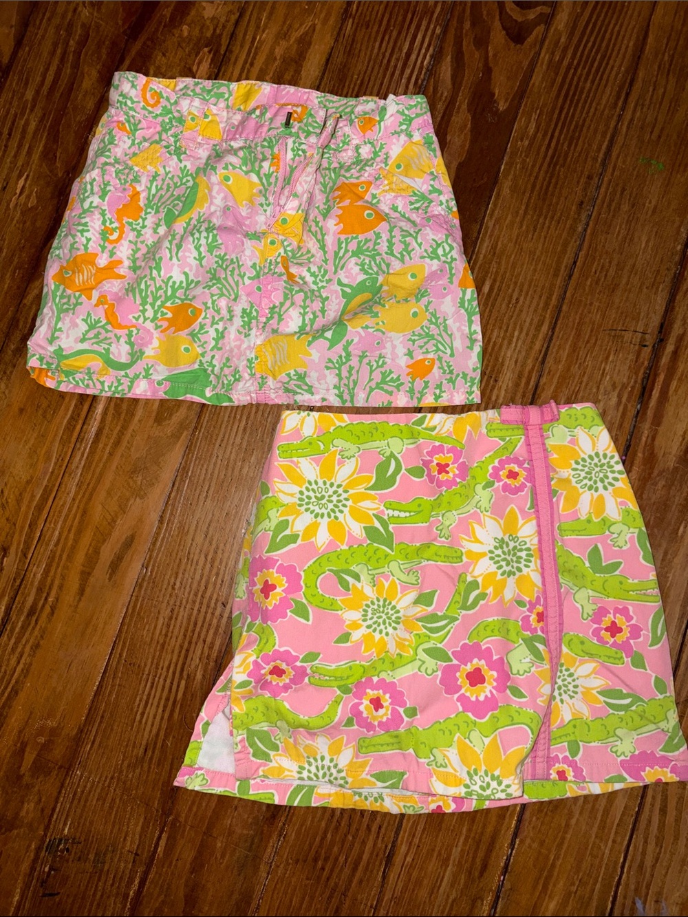 Lilly Pulitzer Pink Floral & Fish Print Mini Skirts Set
